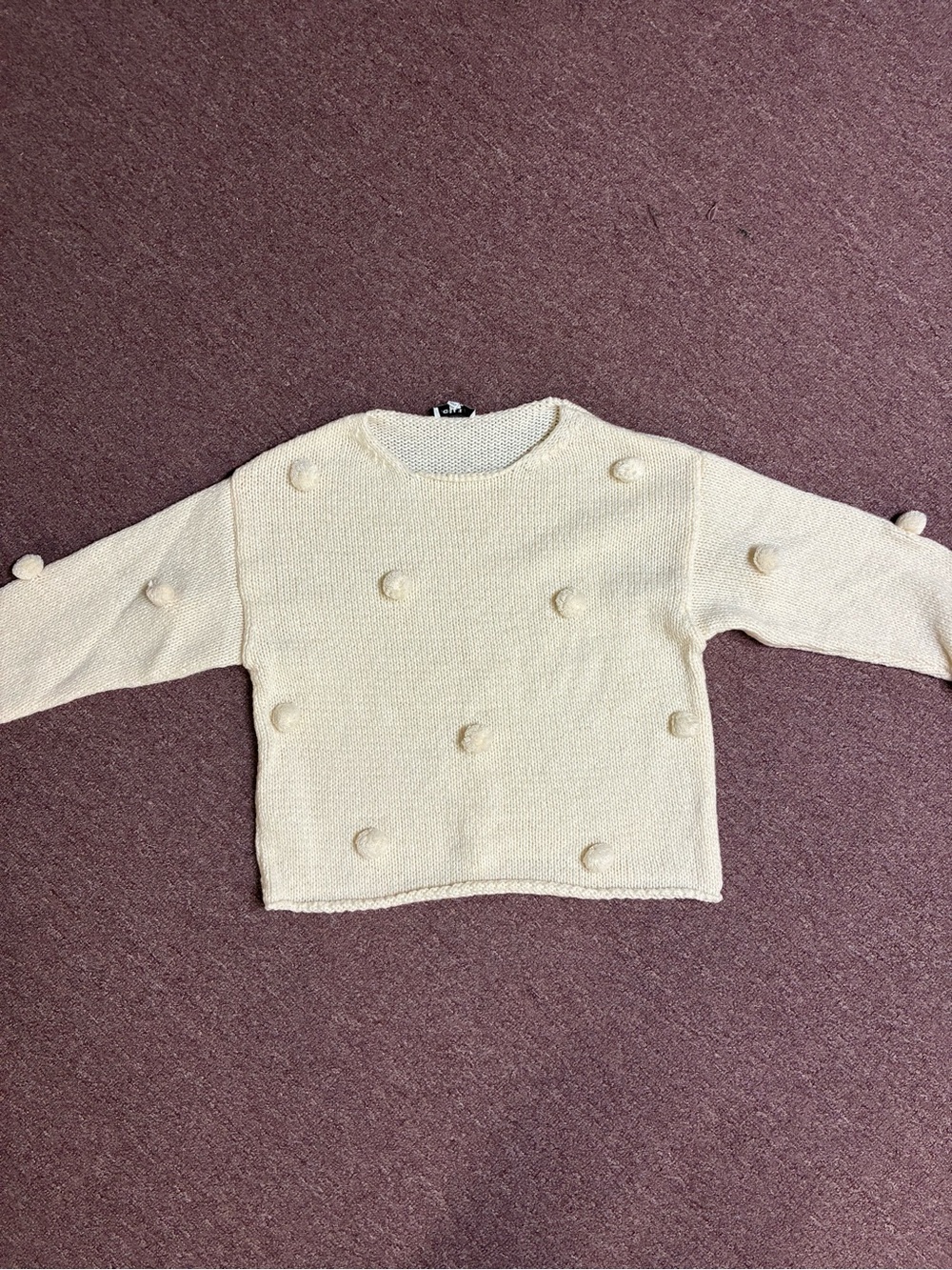 Gilli Cream Pom-Pom Crewneck Sweater